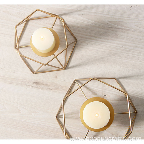 Nordic simple golden geometric line iron candlestick